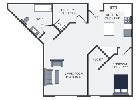 a floor plan of a bedroom apartment